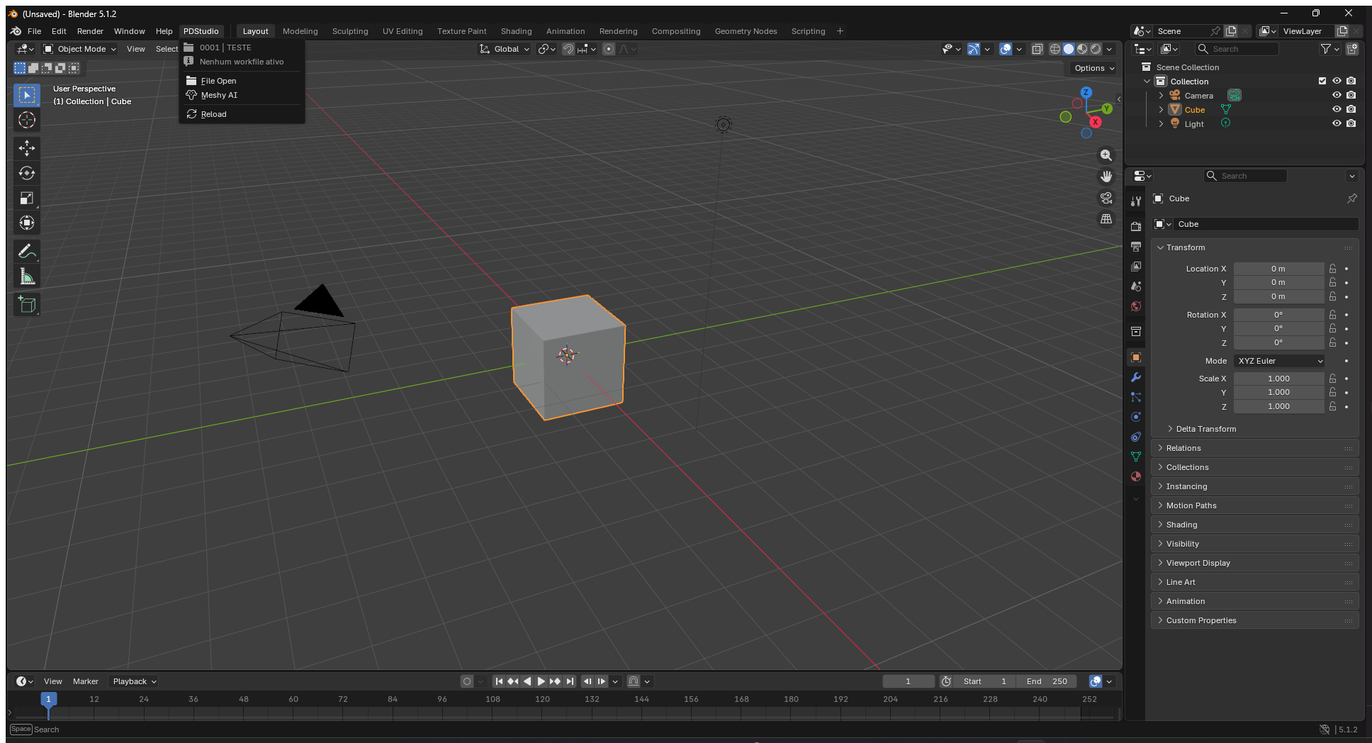 Menu PDStudio no Blender